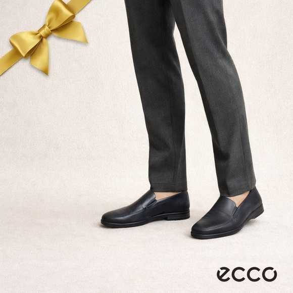 Ecco Shoes - Ecco Black Leather Loafer Slip On Shoes Size 10